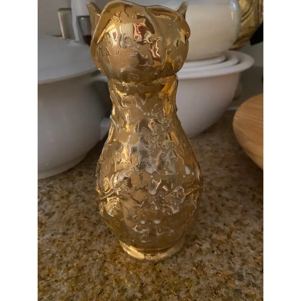 Vintage Weeping Gold VASE 24 Karat Gold Made in USA  mid-century 1950s